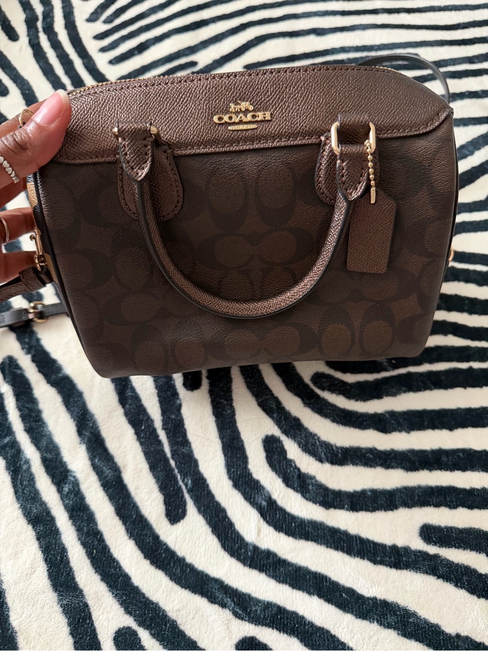 Coach Brown Signature Mini Satchel with Gold Hardware